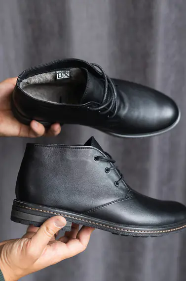 Мужские ботинки кожаные зимние черные Braxton К 1 на меху фото 2 — интернет-магазин Tapok