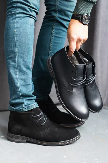 Мужские ботинки кожаные зимние черные Braxton К 1 на меху фото 3 — интернет-магазин Tapok