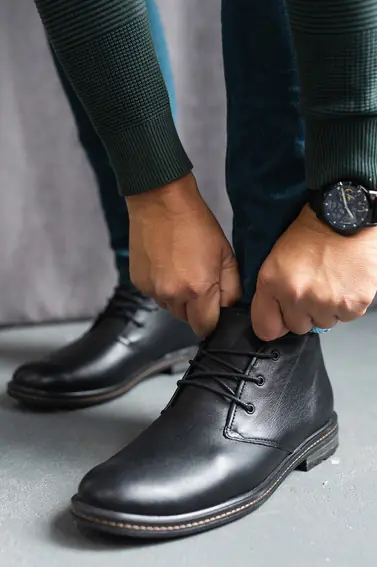 Мужские ботинки кожаные зимние черные Braxton К 1 на меху фото 6 — интернет-магазин Tapok