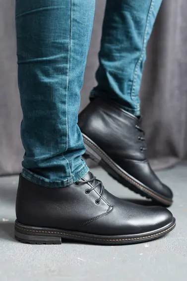 Мужские ботинки кожаные зимние черные Braxton К 1 на меху фото 7 — интернет-магазин Tapok
