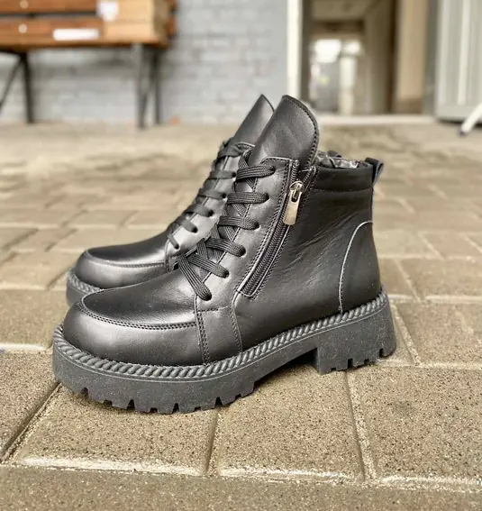 Женские ботинки кожаные зимние черные Emirro 7043 фото 3 — интернет-магазин Tapok