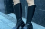 Сапоги женские кожаные черного цвета на каблуке зимние Фото 11