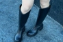 Сапоги женские кожаные черного цвета на каблуке зимние Фото 13