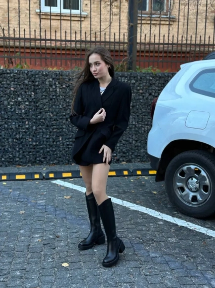 Сапоги женские кожаные черного цвета на каблуке зимние фото 16 — интернет-магазин Tapok