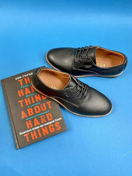 Подростковые туфли кожаные весна/осень черные Yuves М5 (Trade Mark) фото 8 — интернет-магазин Tapok
