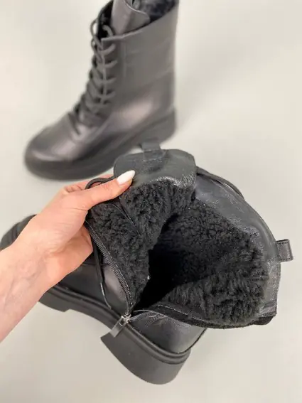 Ботинки женские кожаные черного цвета зимние фото 15 — интернет-магазин Tapok