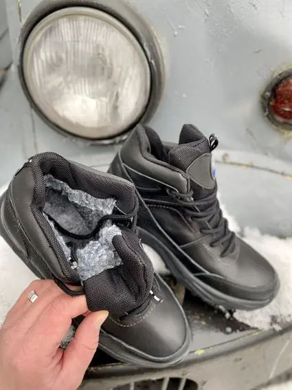 Мужские кроссовки кожаные зимние черные Emirro 124 на меху фото 2 — интернет-магазин Tapok