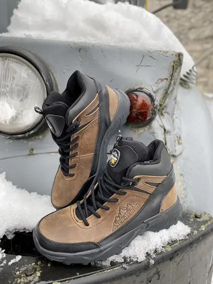 Мужские кроссовки кожаные зимние коричневые Emirro 124 на меху фото 6 — интернет-магазин Tapok