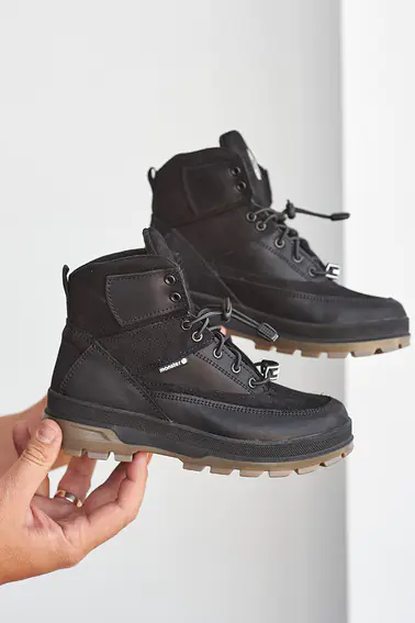 Підліткові черевики шкіряні зимові чорні Monster 33 на меху фото 1 — інтернет-магазин Tapok