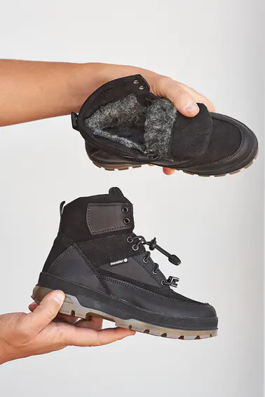 Подростковые ботинки кожаные зимние черные Monster 33 на меху фото 2 — интернет-магазин Tapok