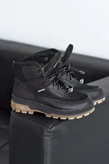 Подростковые ботинки кожаные зимние черные Monster 33 на меху фото 4 — интернет-магазин Tapok