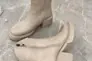 Ботинки женские кожаные бежевого цвета на каблуке зимние Фото 14