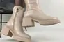 Ботинки женские кожаные бежевого цвета на каблуке зимние Фото 8
