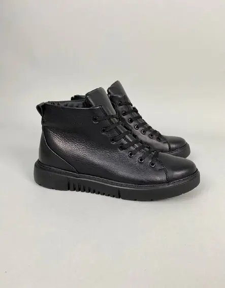 Ботинки мужские кожаные черные зимние фото 1 — интернет-магазин Tapok