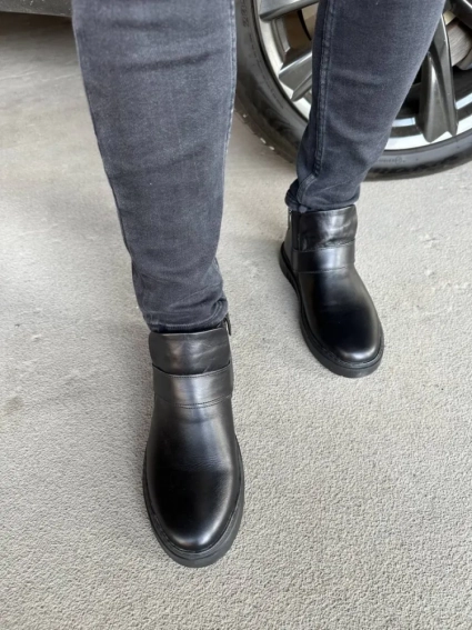 Ботинки мужские из кожи черного цвета зимние фото 8 — интернет-магазин Tapok