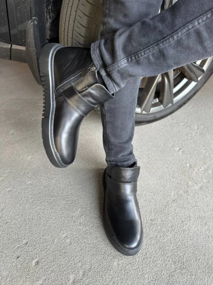 Ботинки мужские из кожи черного цвета зимние фото 9 — интернет-магазин Tapok