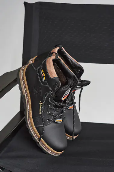 Мужские кроссовки кожаные зимние черные Splinter Б 1517 фото 7 — интернет-магазин Tapok