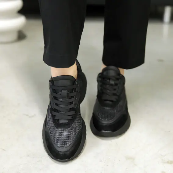 Кросівки жіночі шкіряні 4S 584669 Чорні фото 3 — інтернет-магазин Tapok