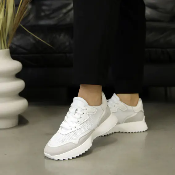 Кросівки жіночі шкіряні 4S 584670 Білі сірі фото 1 — інтернет-магазин Tapok