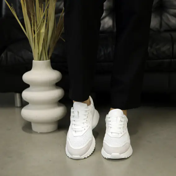 Кросівки жіночі шкіряні 4S 584670 Білі сірі фото 3 — інтернет-магазин Tapok