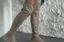 Сапоги-чулки женские стрейч кожа бежевого цвета на низком ходу зимние Фото 13