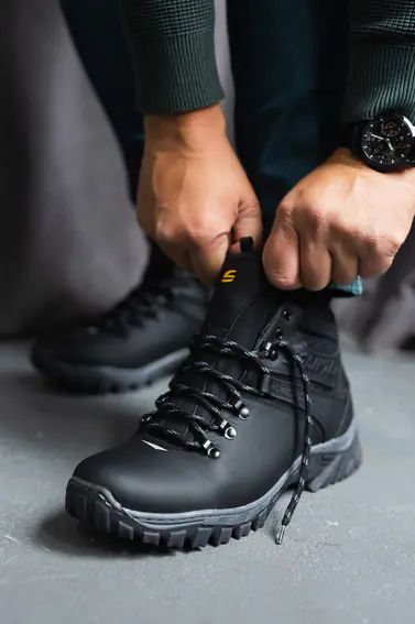 Мужские кроссовки кожаные зимние черные Splinter Б 4211 на меху фото 4 — интернет-магазин Tapok