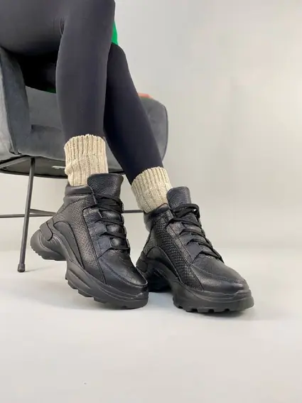 Кросівки жіночі шкіра флотар чорного кольору зимові фото 4 — інтернет-магазин Tapok