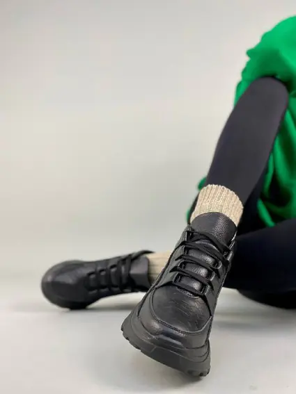 Кросівки жіночі шкіра флотар чорного кольору зимові фото 8 — інтернет-магазин Tapok