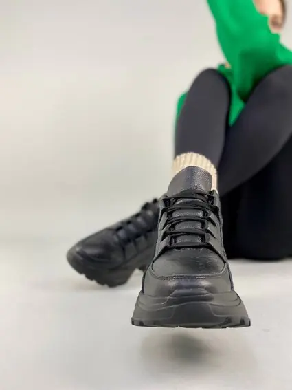 Кросівки жіночі шкіра флотар чорного кольору зимові фото 9 — інтернет-магазин Tapok