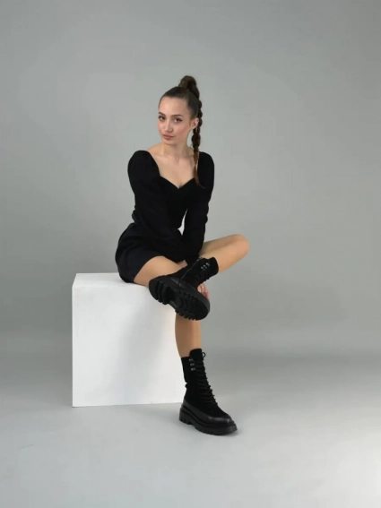 Черевики жіночі замшеві чорні зі шкіряною вставкою зимові фото 19 — інтернет-магазин Tapok