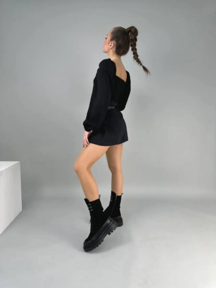 Черевики жіночі замшеві чорні зі шкіряною вставкою зимові фото 20 — інтернет-магазин Tapok