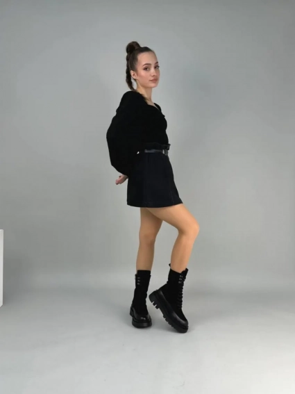 Черевики жіночі замшеві чорні зі шкіряною вставкою зимові фото 21 — інтернет-магазин Tapok