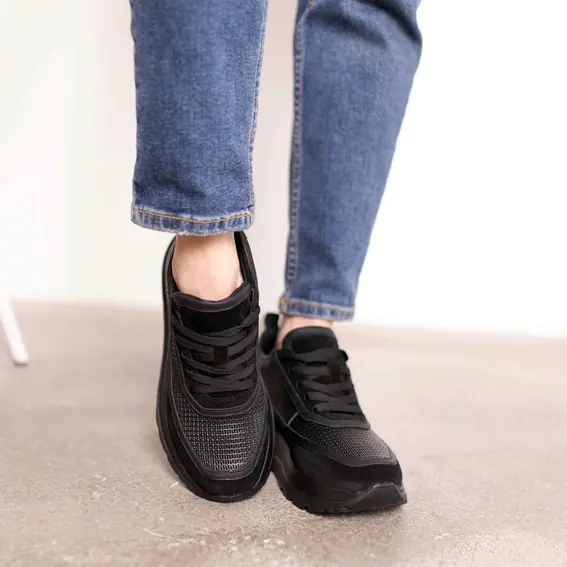 Кросівки жіночі шкіряні  584812 Чорні фото 4 — інтернет-магазин Tapok