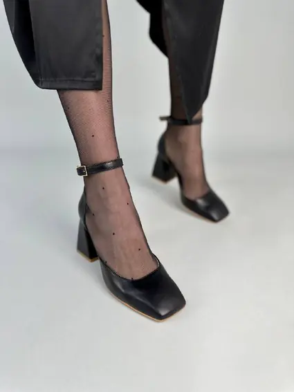 Туфли женские кожаные черные на каблуке фото 2 — интернет-магазин Tapok