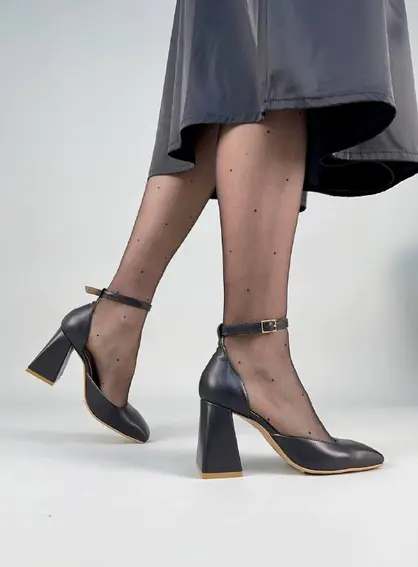 Туфли женские кожаные черные на каблуке фото 3 — интернет-магазин Tapok