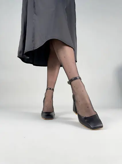 Туфли женские кожаные черные на каблуке фото 4 — интернет-магазин Tapok
