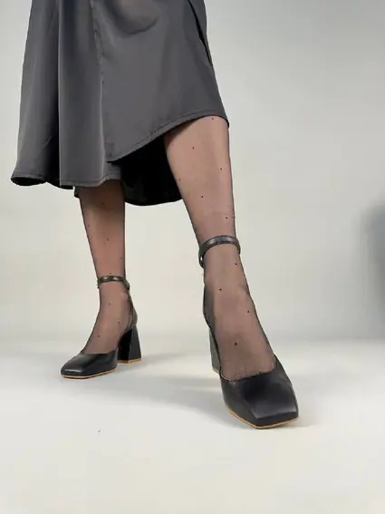 Туфли женские кожаные черные на каблуке фото 5 — интернет-магазин Tapok