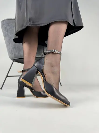 Туфли женские кожаные черные на каблуке фото 6 — интернет-магазин Tapok