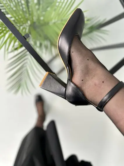Туфли женские кожаные черные на каблуке фото 13 — интернет-магазин Tapok