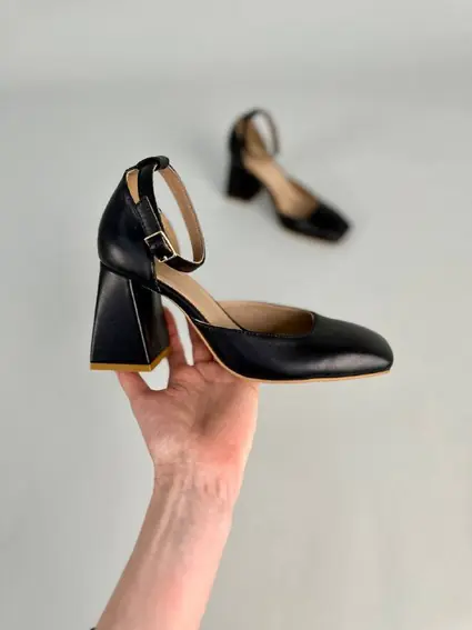 Туфли женские кожаные черные на каблуке фото 17 — интернет-магазин Tapok