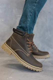 Мужские ботинки кожаные зимние коричневые Accord БОТ