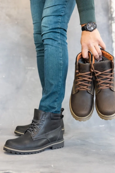 Мужские ботинки кожаные зимние коричневые Accord БОТ фото 3 — интернет-магазин Tapok
