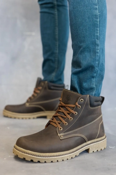 Мужские ботинки кожаные зимние коричневые Accord БОТ фото 4 — интернет-магазин Tapok