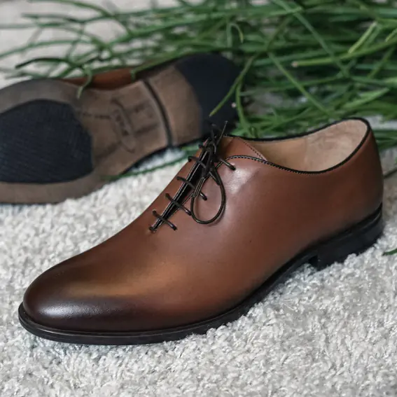 Чоловічі туфлі оксфорди Ікос 0385 Помаранчевий з коричневим фото 2 — інтернет-магазин Tapok