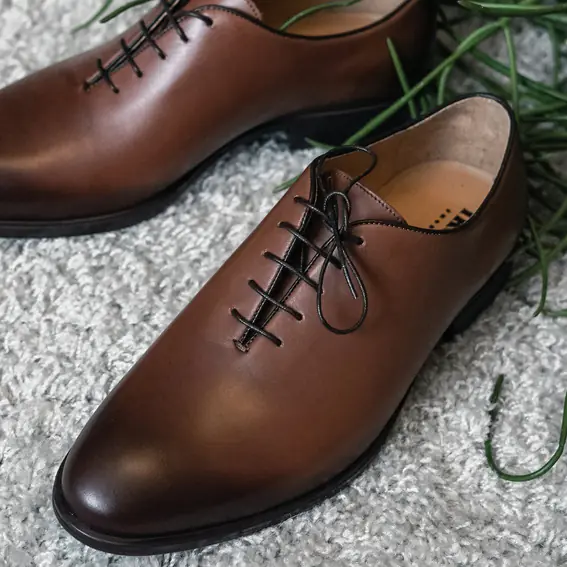 Чоловічі туфлі оксфорди Ікос 0385 Помаранчевий з коричневим фото 3 — інтернет-магазин Tapok