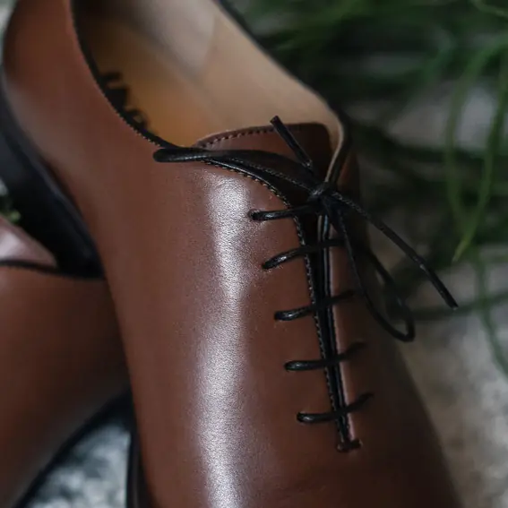 Чоловічі туфлі оксфорди Ікос 0385 Помаранчевий з коричневим фото 4 — інтернет-магазин Tapok