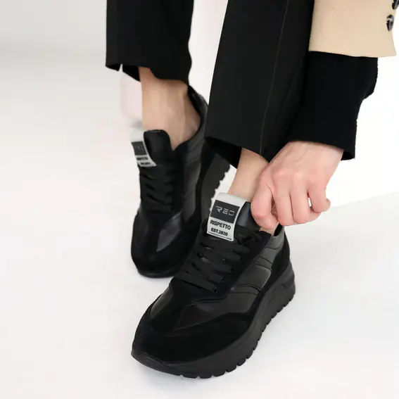 Кросівки жіночі шкіряні  584856 Чорні фото 1 — інтернет-магазин Tapok