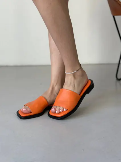 Шлепанцы женские кожаные оранжевые фото 1 — интернет-магазин Tapok