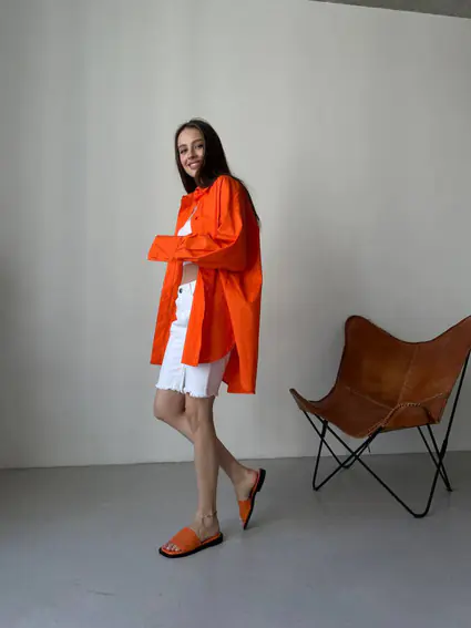 Шлепанцы женские кожаные оранжевые фото 6 — интернет-магазин Tapok