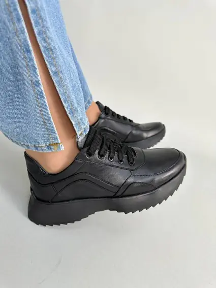 Кросівки жіночі шкіряні чорні фото 5 — інтернет-магазин Tapok